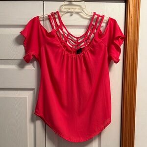 Women's Pink Cold Shoulder Top
